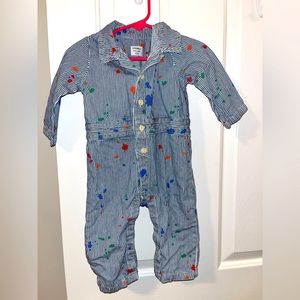 Pin striped long sleeved overalls